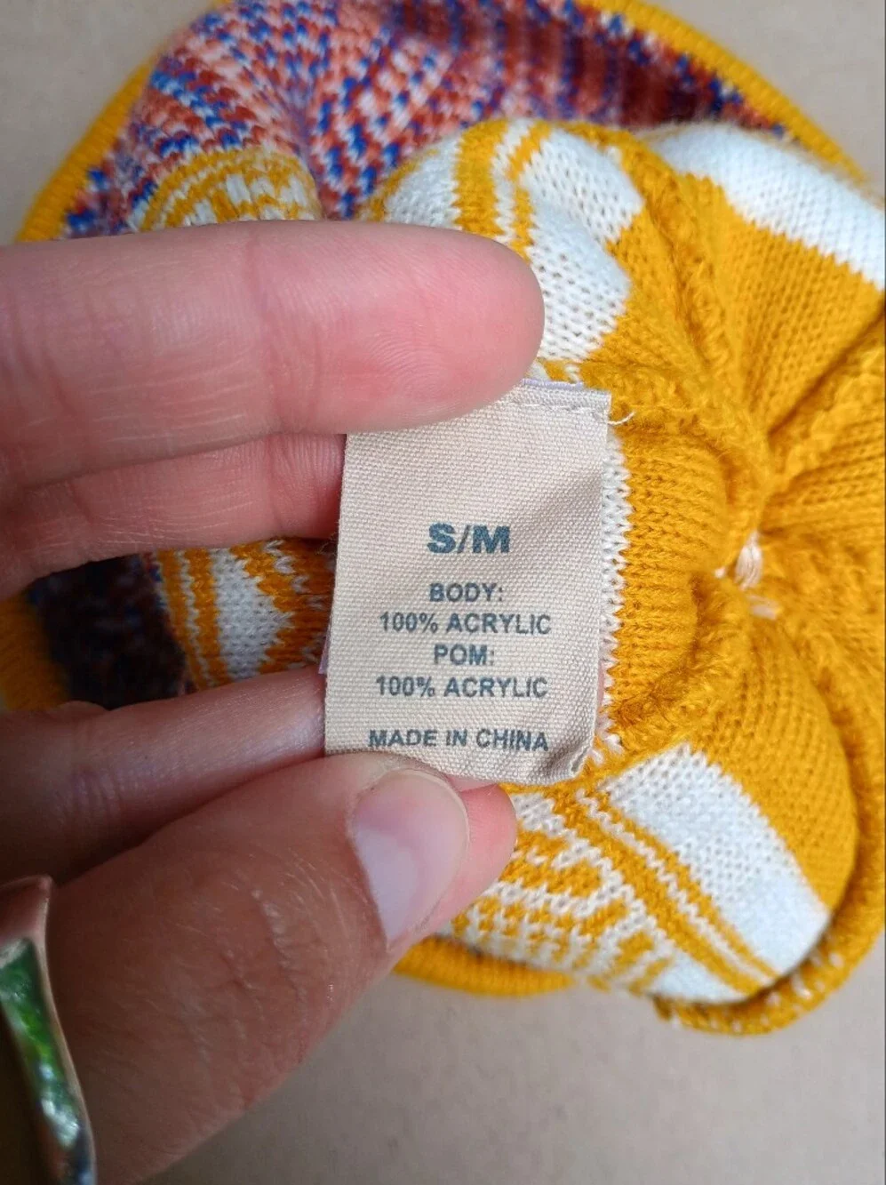 Duluth Trading Co Beanie Yellow Pattern - Small/Medium (Missing Logo)